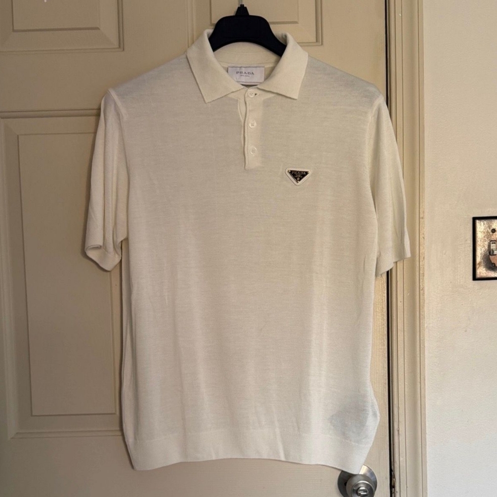 Prada Men's Cream Polo Shirt